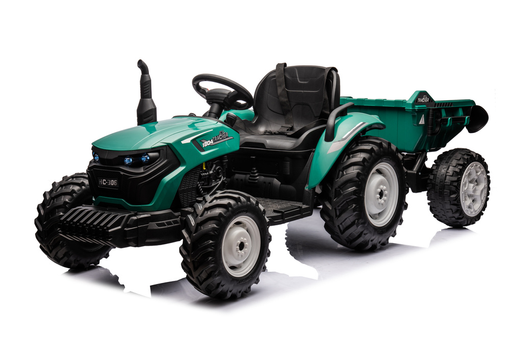 mamido Elektrický traktor s prívesom pre deti HC-306 24V tmavo zelený
