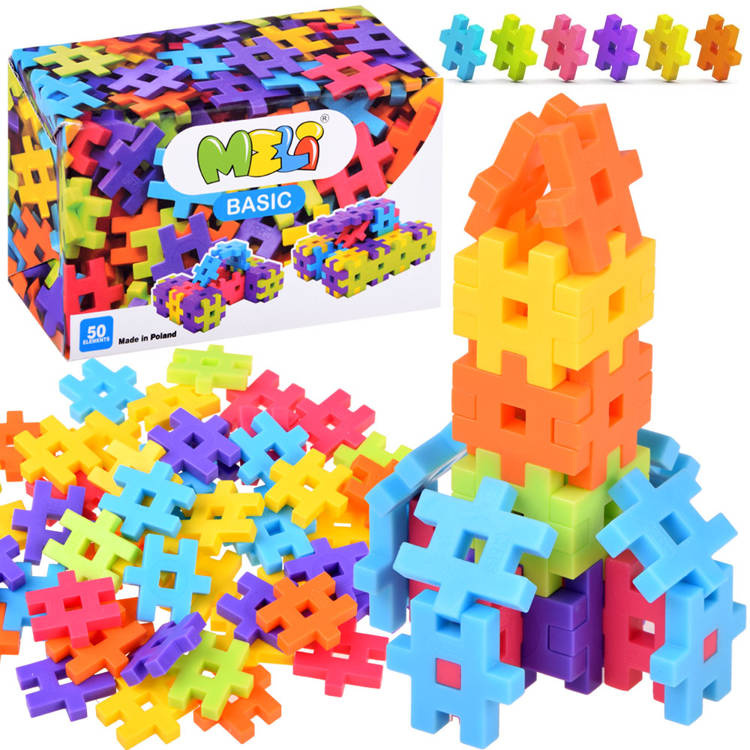 mamido Farebné kocky WAFLE Meli Basic 50 ks 50001