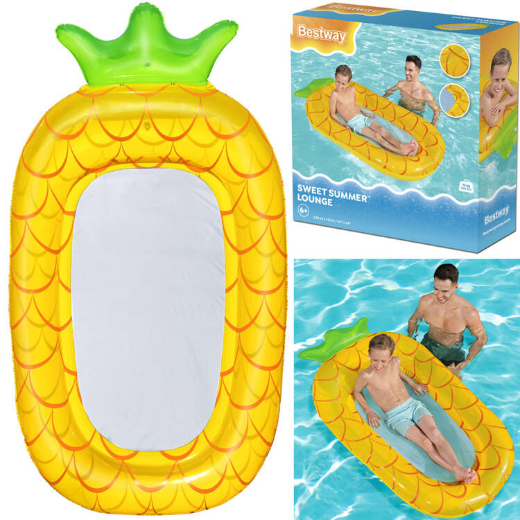 mamido Bestway nafukovací matrac do vody pre deti s dnom zo sieťoviny ANANAS 43644