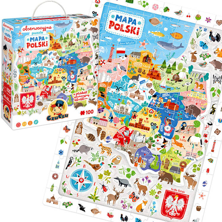 mamido CzuCzu Pozorovacie puzzle Mapa Poľska 100 dielikov 5+ plagát ZA5561