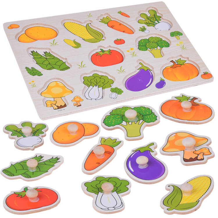 mamido Edukatívne drevené puzzle zelenina priraď 11 dielikov ZA5258