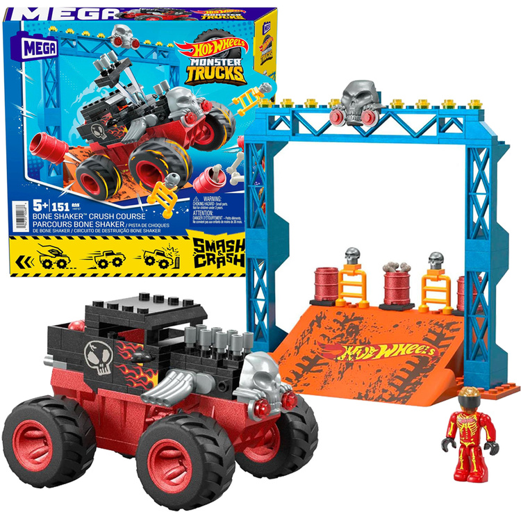 mamido Hot Wheels Monster truck kaskadérske kocky 151 dielov auto + rampa ZA5996