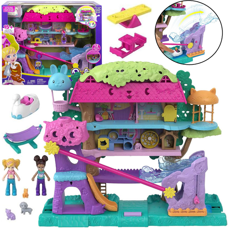 mamido Mattel Polly Pocket Roztomilý domček na strome + bábiky zvieratká ZA5529
