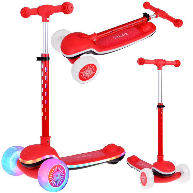 mamido Detská kolobežka SCOOTER so svietiacimi efektmi červená
