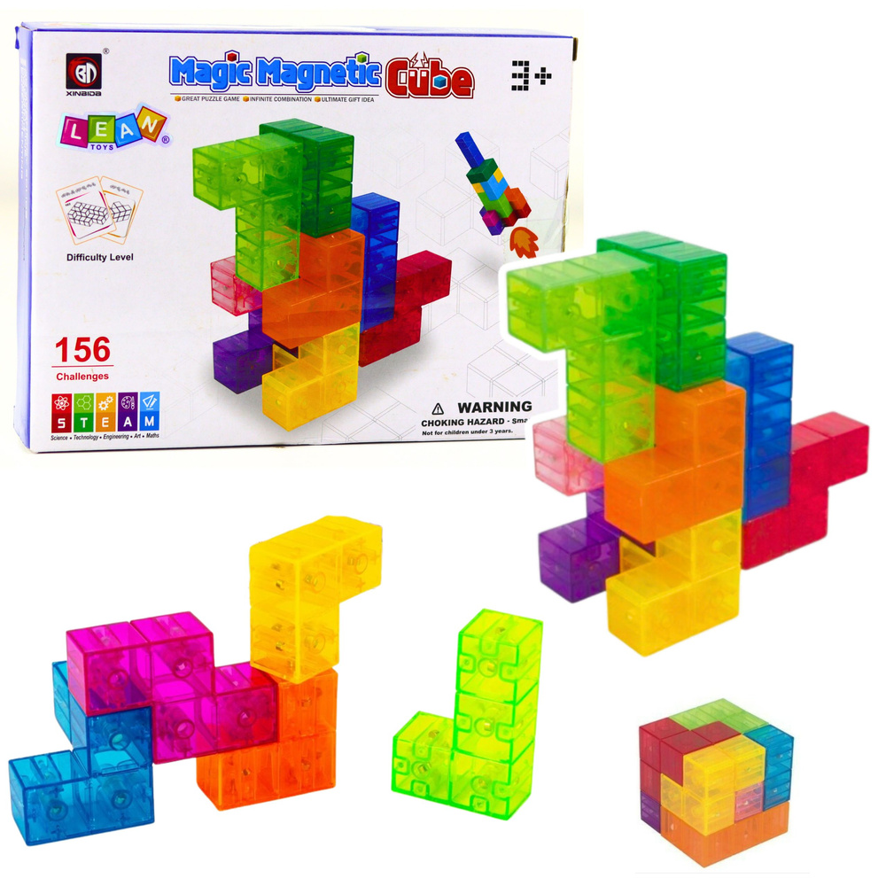 mamido Magnetické kocky Magic Cube s úlohami 9 dielikov