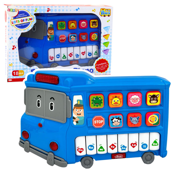 mamido Vzdelávacie elektrické piano Autobus pre batoľatá modré