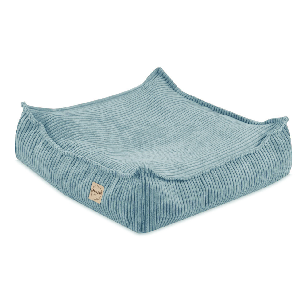 PLUSH NEST PLUSH NEST Podlahový puf štvorcový Menčester 60 × 60 cm modrý