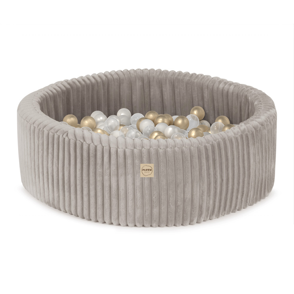 PLUSH NEST PLUSH NEST Suchý bazén okrúhly Puffy Lamell béžový Ø 90 × 30 cm s 200 loptičkami