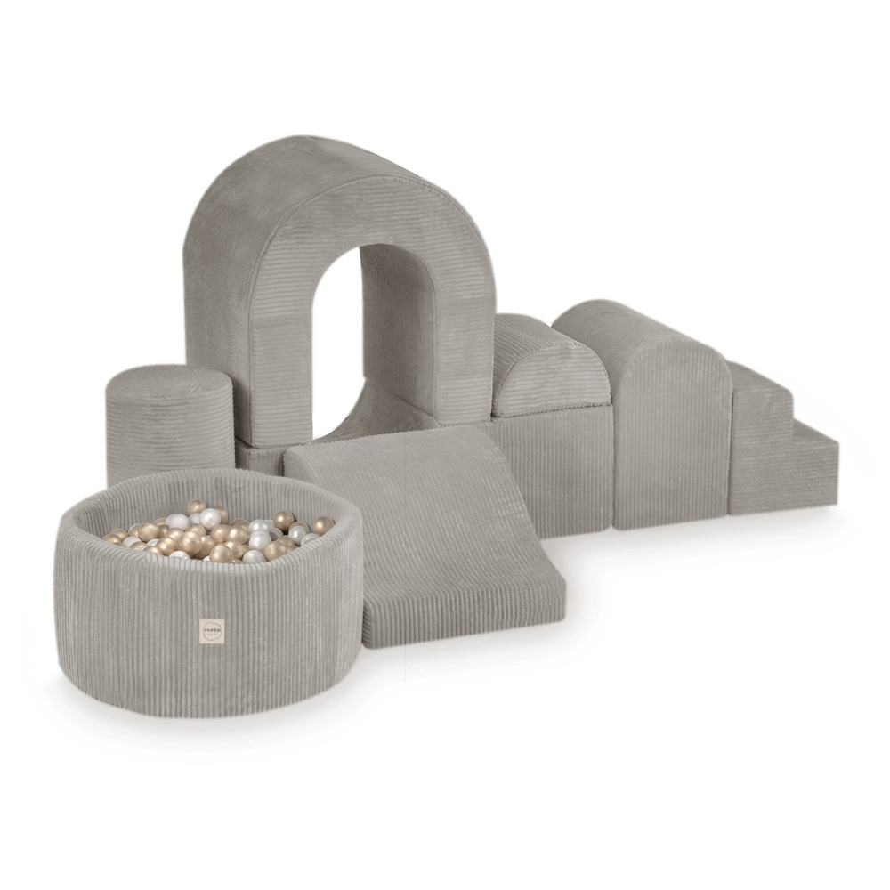 PLUSH NEST  PLUSH NEST Hrací hrad s bazénom a 150 loptičkami prémiový béžový menčester