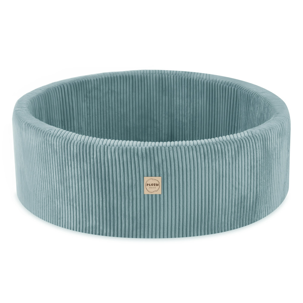 PLUSH NEST  PLUSH NEST Suchý bazén okrúhly Prémiový menčester modrý Ø 90 × 30 cm