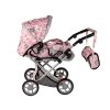 Kočárek pro panenky růžový s květinami04
