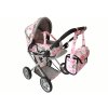 Kočárek pro panenky růžový s květinami02