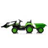 Dětský elektrický traktor s radlicí a přívěsem zelený3
