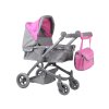 Multifunkční kočárek pro panenky 4v1 růžový09