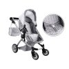 Multifunkční kočárek pro panenky 4v1 šedý06