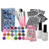 Sada na tetovanie s trblietkami, lepidlo, diamanty, štetce, 187 vzorov