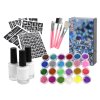 Sada pre trblietavé tetovanie Matový prášok 3 lepidlá Štetočky 187 vzorov