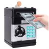 Pokladnička v tvare sejfu pre mince a bankovky, bankomat, otváracia na PIN kód, vkladomat, čierno-strieborná