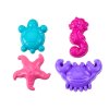 Sada morských formičiek na piesok 4 kusy krab, korytnačka, hviezdice, ružový koník