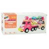 Sada nákladné auto s rampou a 5 autíčkami 5v1 svetla a zvuky ružová