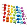 Drevené korálky na navliekanie farebné 39 dielov