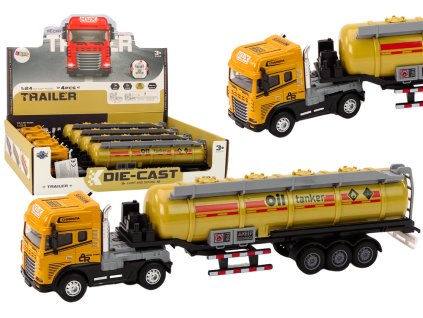 Camion cisternă TIR 1:24 cu lumini și sunete remorcă galbenă