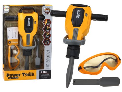 Ciocan pneumatic de jucărie cu vârf înlocuibil și ochelari galbeni