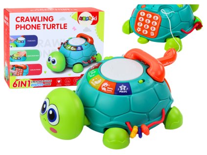 Telefon țestoasă interactiv educațional 6 în 1 cu lumini și sunete verde