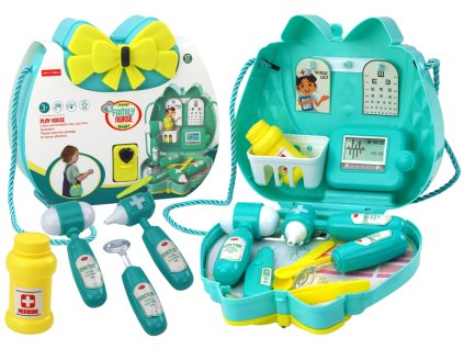 Set medical Doctor într-o poșetă pe un șir turcoaz