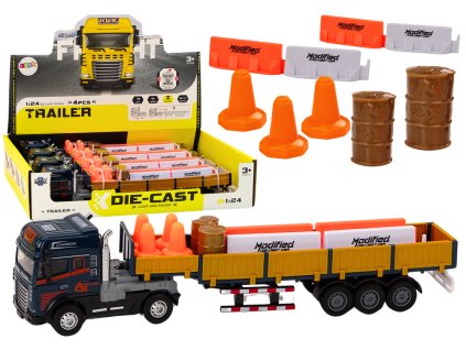 Camion albastru cu remorca 1:24 TIR - masina cu accesorii si sunete