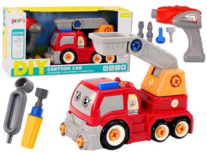 Asamblare camion de desene animate cu braț DIY roșu