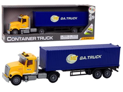 Camion tractor cu semiremorcă container cu lumini și sunete galbene