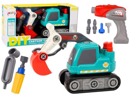 Desene animat excavator pe șenile pentru a înșuruba turcoaz DIY