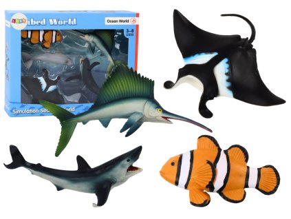 Set figurine animale marine rechin, delfin, stingray 5 buc