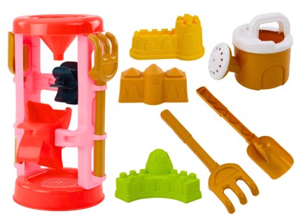 Set de jucarii pentru mori de nisip, matrite, castele si adapatoare roz