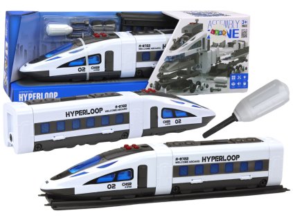 Set de tren de construcție cu șină, șurubelniță, lumini și sunete