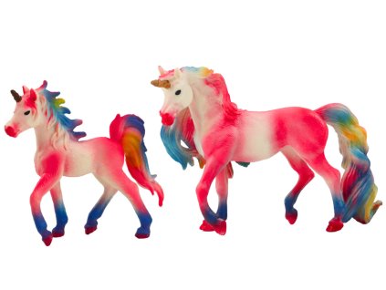 Figurine de colecție Unicorn cu roz bebeluș 2 buc