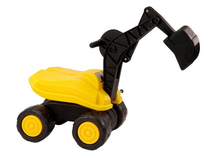 Excavator mare galben cu cupă mobilă și balon rotativ la 360° pentru construcții