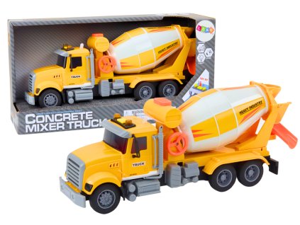 Mixer de camion galben cu acționare prin frecare cu efecte de lumină și sunet