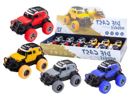 Mașină metalică off-road 1:32 cu roți și efecte din cauciuc