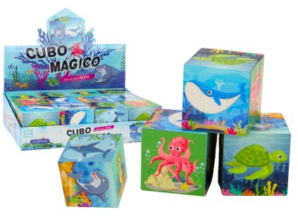 Puzzle educațional cub magic Joc de puzzle cu animale de mare