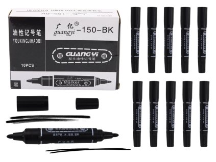 Set markere negre impermeabile pe două fețe 10 buc