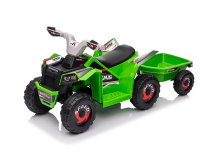 Dětská elektrická čtyřkolka s přívěsem zelená7