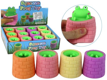 Jucărie antistres Broasca verde care sare dintr-un butoi