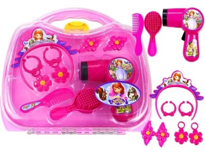 Set de coafura pentru printese cu uscator de par si cercei in cutie