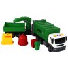 Camion de gunoi cu macara și remorcă, transmisie inerțială, sunete, verde, scară 1:16