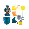 Set de jucarii pentru nisip, galeata, rasnita, lopeti, matrite, turcoaz