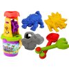 Set pentru râșniță de dinozauri cu nisip, pâlnie, lopată, matrițe pentru oale cu greble