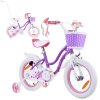 Bicicleta pentru copii RoyalBaby STAR GIRL 14" cu cos cu roti laterale si bara de impingere violet