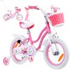 Bicicleta pentru copii RoyalBaby STAR GIRL cu cos, roti laterale si bara de impingere 14" roz